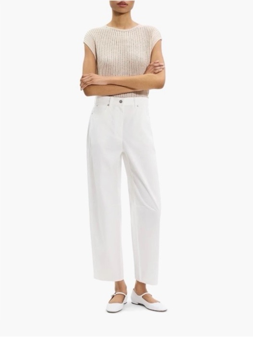 Theory Drop Curve 100% cotton lightweight white pants, size 8